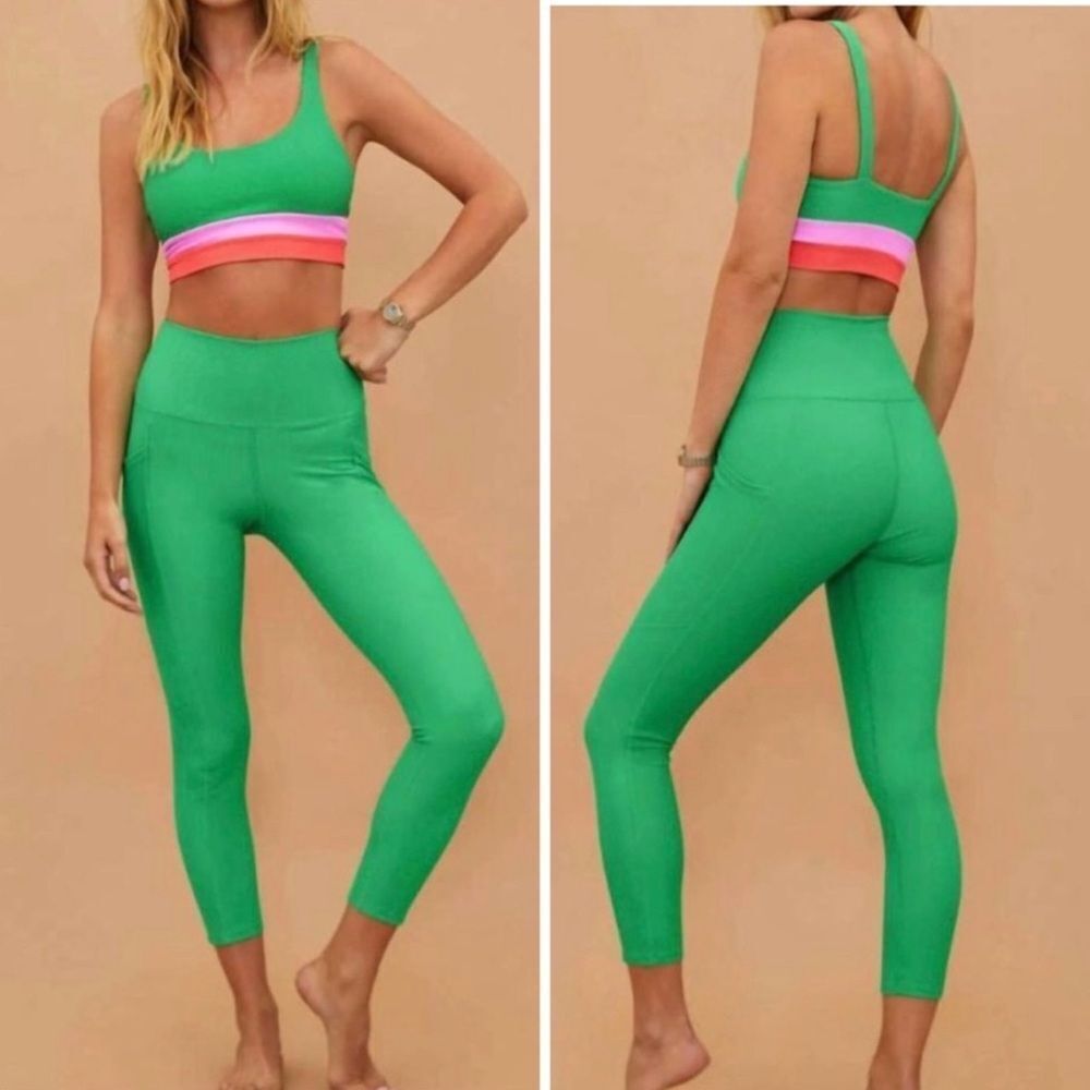 NWT Beach Riot Sport Island Green Summer Pocket 7/8 Legging- Size XS